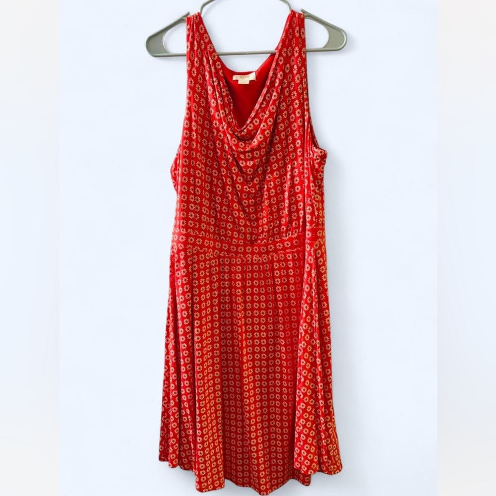 Orange Flower Patterned Sleeveless Dress